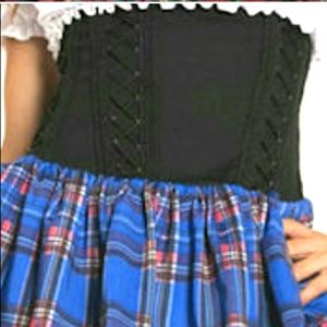Waist cincher plaid skirt Black waist corset school girl accessory